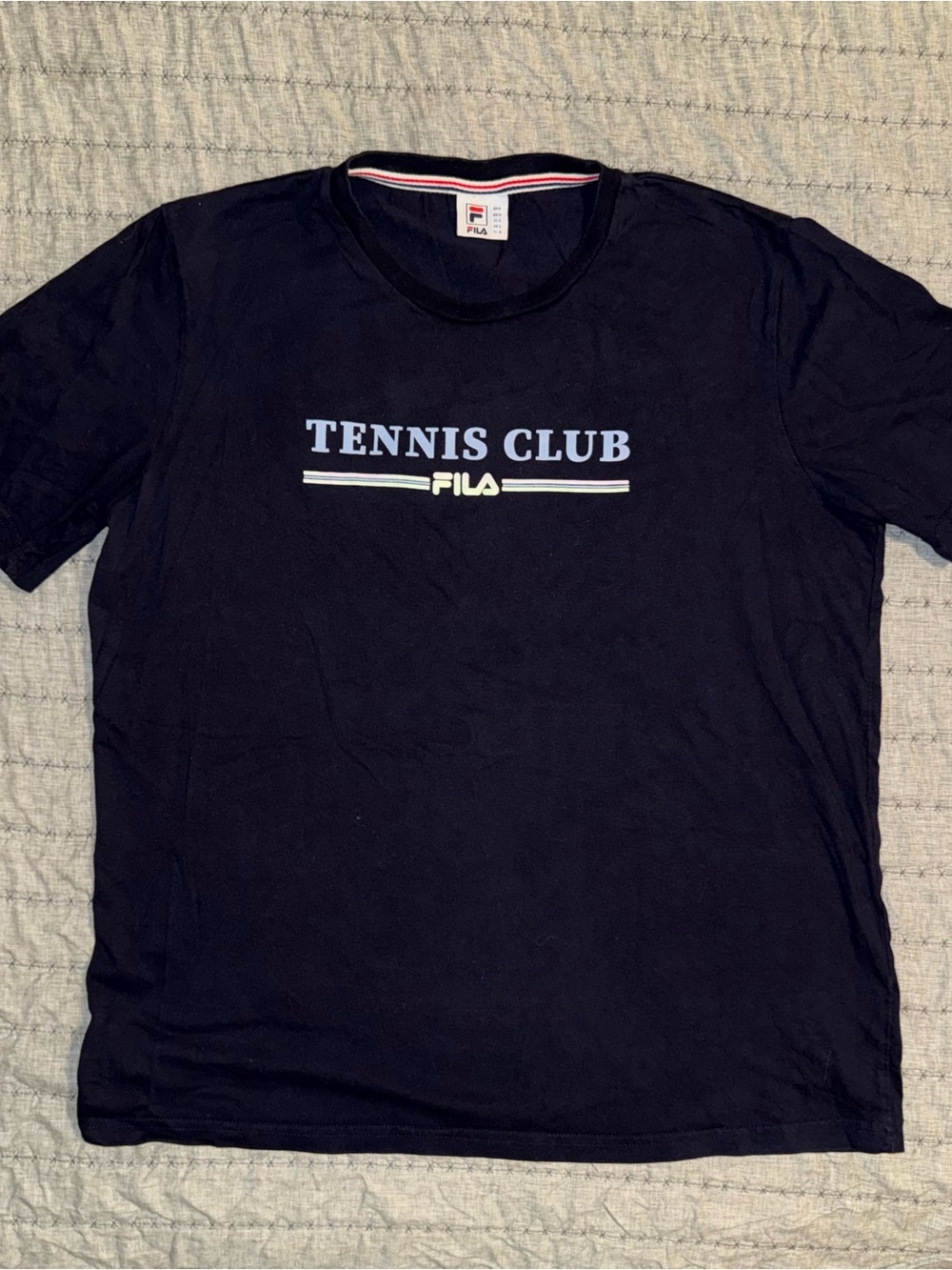 FILA Tennis Club Navy Blue Graphic Short Sleeve T-Shirt Men's Size L